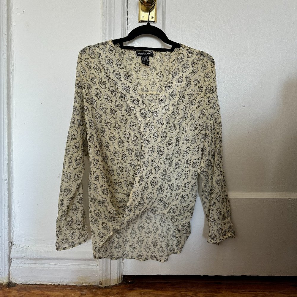 Cream long sleeve dress blouse